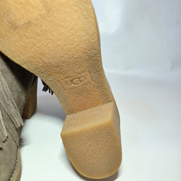 UGG Women's Corin Suede Heeled Moto Biker Casual Ankle Boots Mouse Size US 9 - Picture 11 of 13